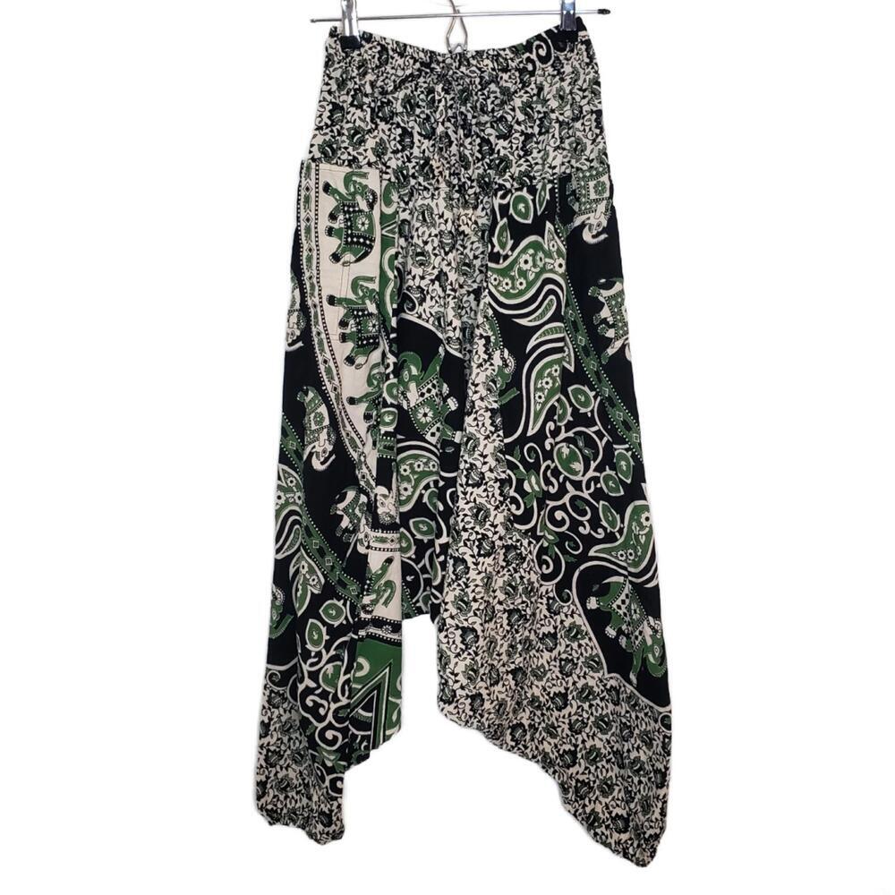 Made in Nepal 100% Wool Sz XS/S Elephant Paisley Print Harem Pant(1861)